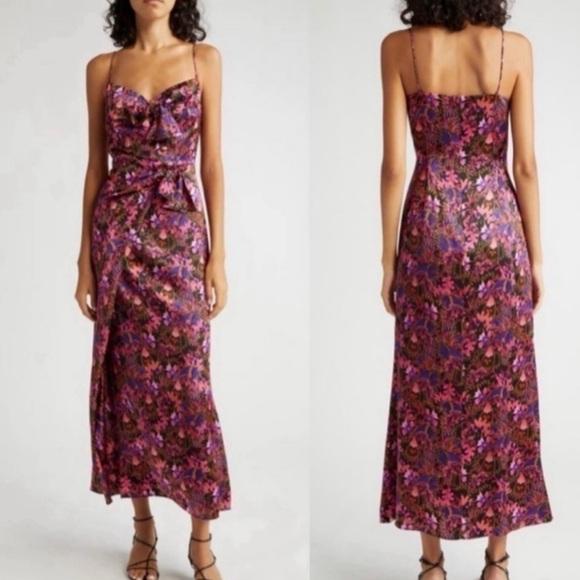 SALONI Penelope Silk Floral Print Sleeveless Midi-Dress Slip Size 4 NEW - Picture 6 of 13
